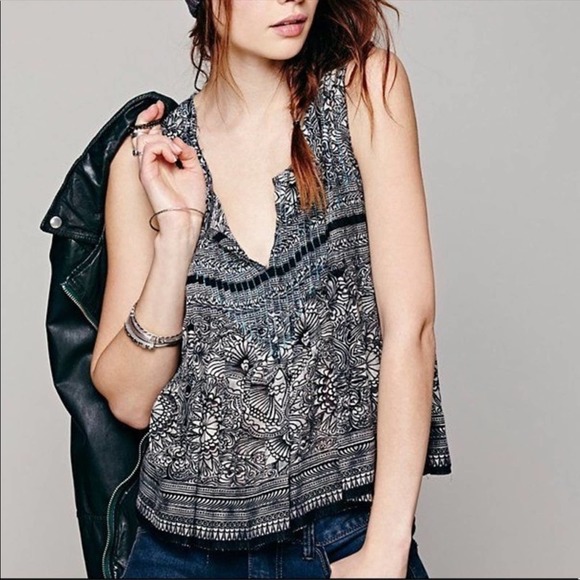 Free People Tops - Free People Myna Tie Back Black Combo Tank S